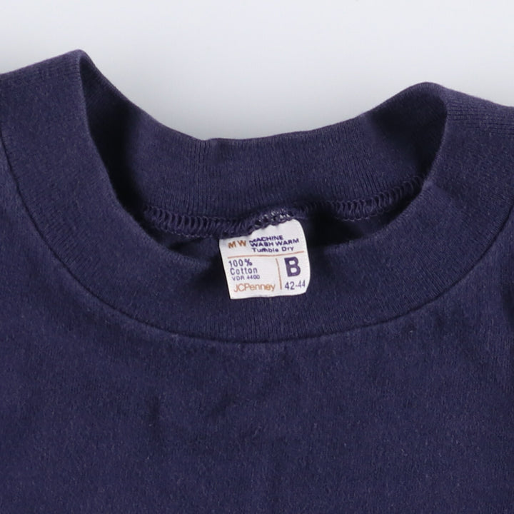Vintage 1970'S JCPenney Mountain Wear plain pocket T-shirt, size M, men's cotton navy blue type Vintage Second Hand