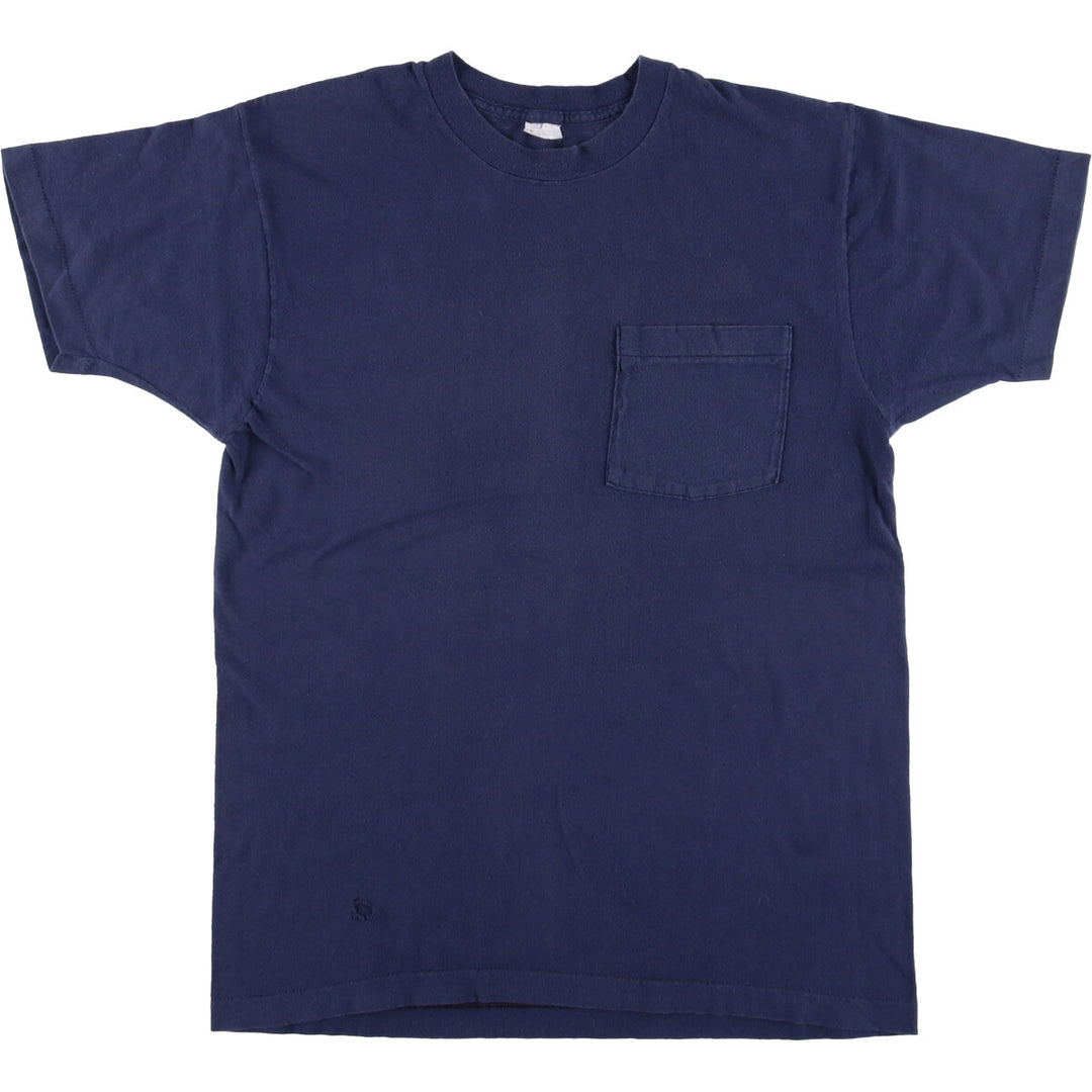 Vintage plain pocket T-shirt, men's size L cotton navy blue type Vintage Second Hand