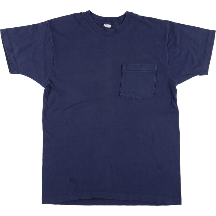 Vintage plain pocket T-shirt, men's size L cotton navy blue type Vintage Second Hand