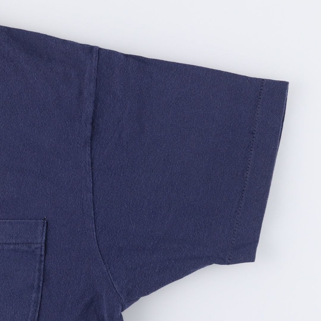 Vintage plain pocket T-shirt, men's size L cotton navy blue type Vintage Second Hand