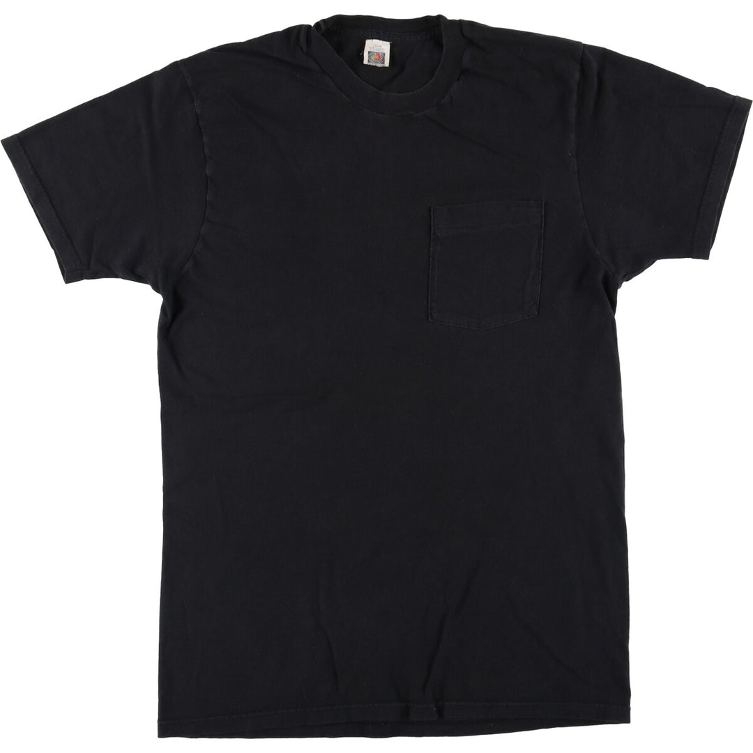 Fruit of the Loom Plain Pocket T-Shirt, Men's Size L cotton black type Vintage Second Hand