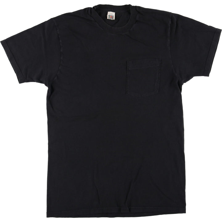 Fruit of the Loom Plain Pocket T-Shirt, Men's Size L cotton black type Vintage Second Hand