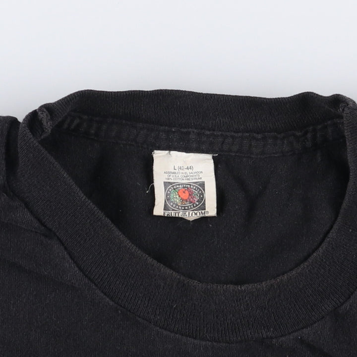 Fruit of the Loom Plain Pocket T-Shirt, Men's Size L cotton black type Vintage Second Hand