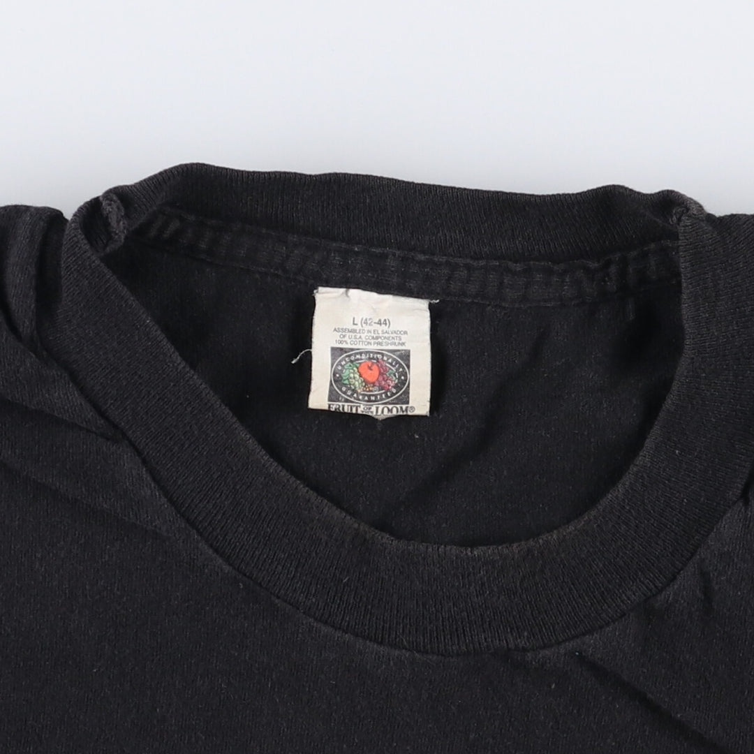 Fruit of the Loom Plain Pocket T-Shirt, Men's Size L cotton black type Vintage Second Hand