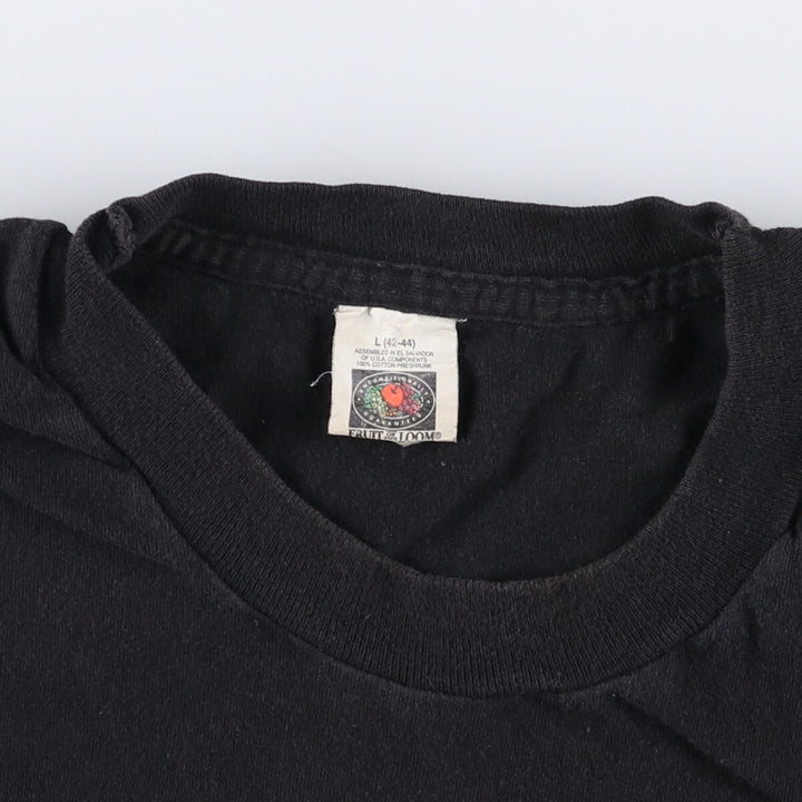 Fruit of the Loom Plain Pocket T-Shirt, Men's Size L cotton black type Vintage Second Hand