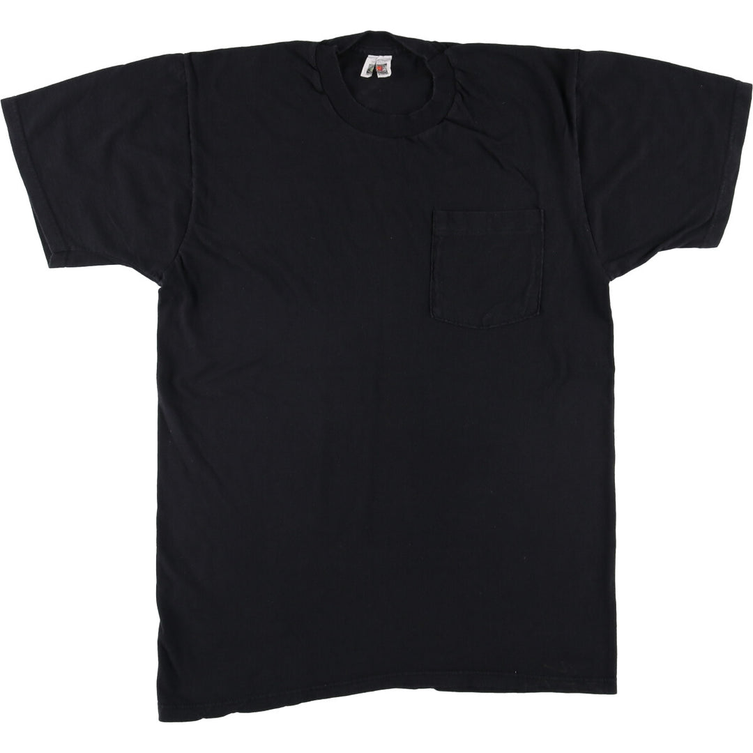 Fruit of the Loom Plain Pocket T-Shirt, Men's Size L cotton black type Vintage Second Hand