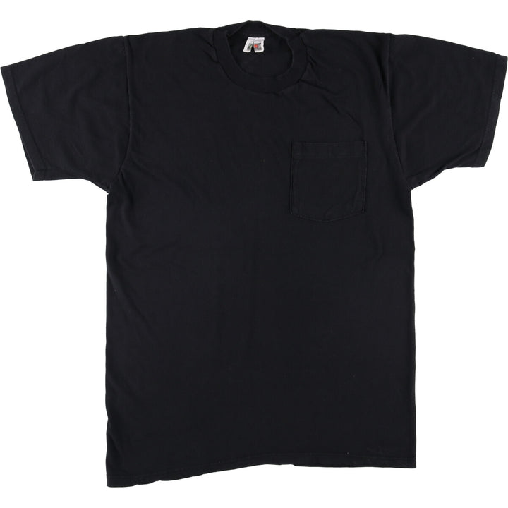 Fruit of the Loom Plain Pocket T-Shirt, Men's Size L cotton black type Vintage Second Hand