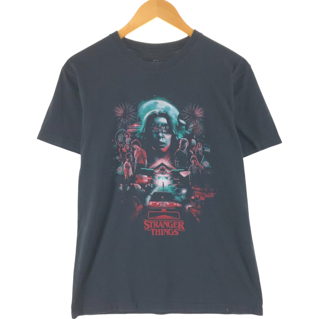 STRANGER THINGS Stranger Things Movie T-shirt Men's M size cotton black type Vintage Second Hand