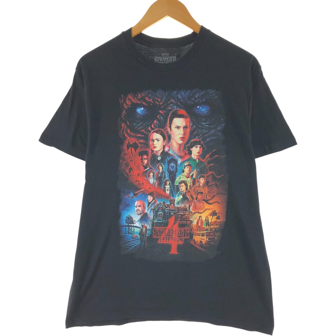 STRANGER THINGS Stranger Things Movie T-shirt Men's L size cotton black type Vintage Second Hand