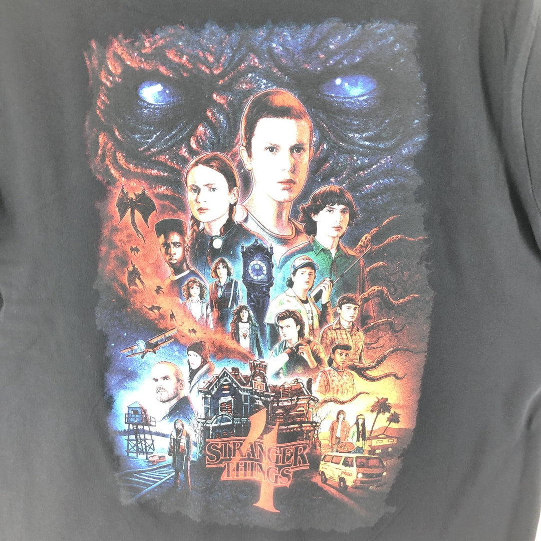 STRANGER THINGS Stranger Things Movie T-shirt Men's L size cotton black type Vintage Second Hand