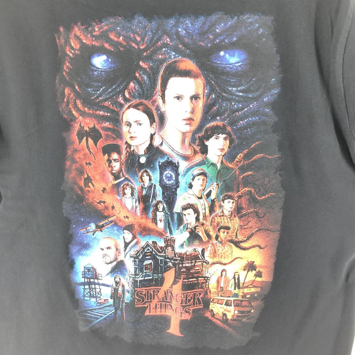 STRANGER THINGS Stranger Things Movie T-shirt Men's L size cotton black type Vintage Second Hand