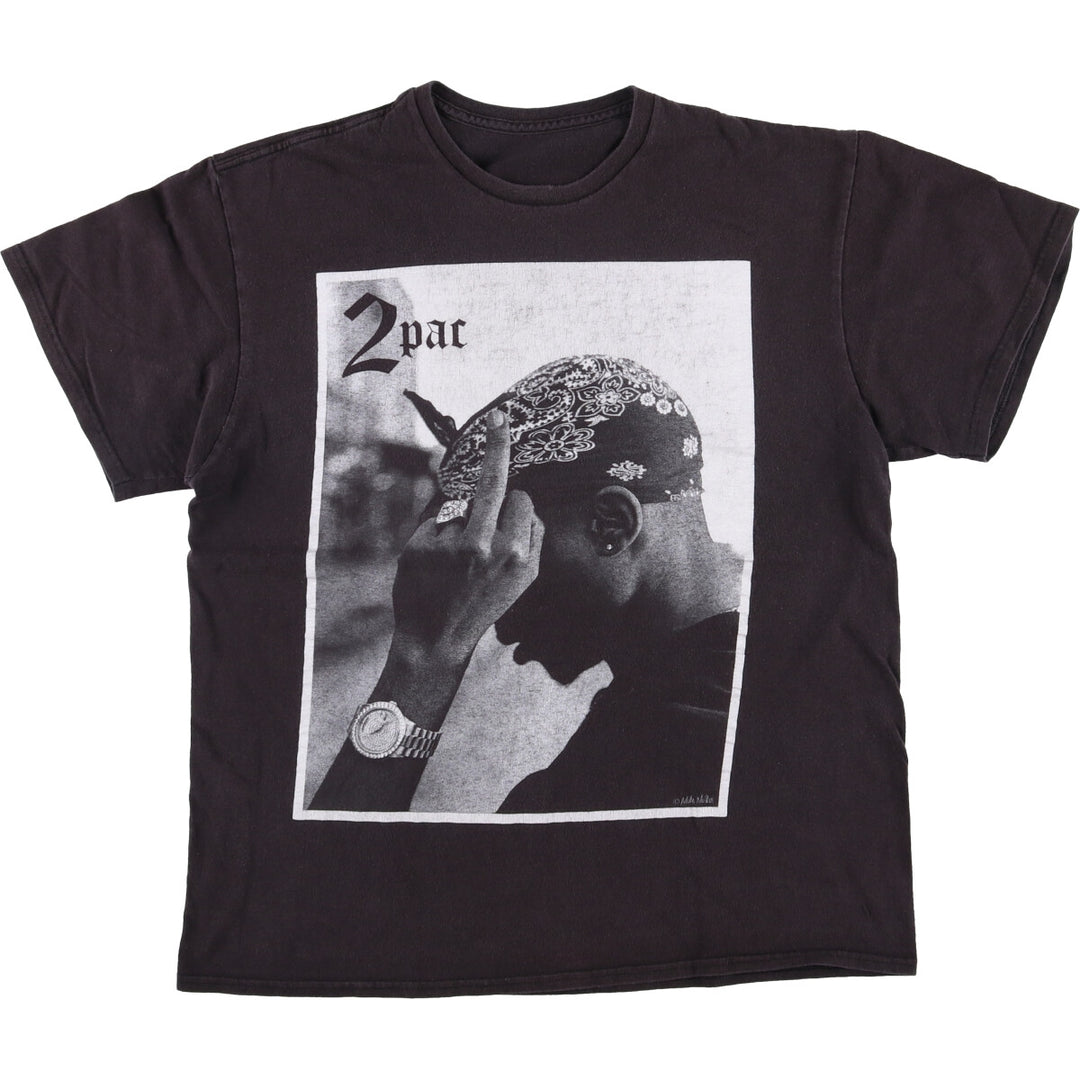 2pac Rap T-shirt, Men's M size cotton black type Vintage Second Hand