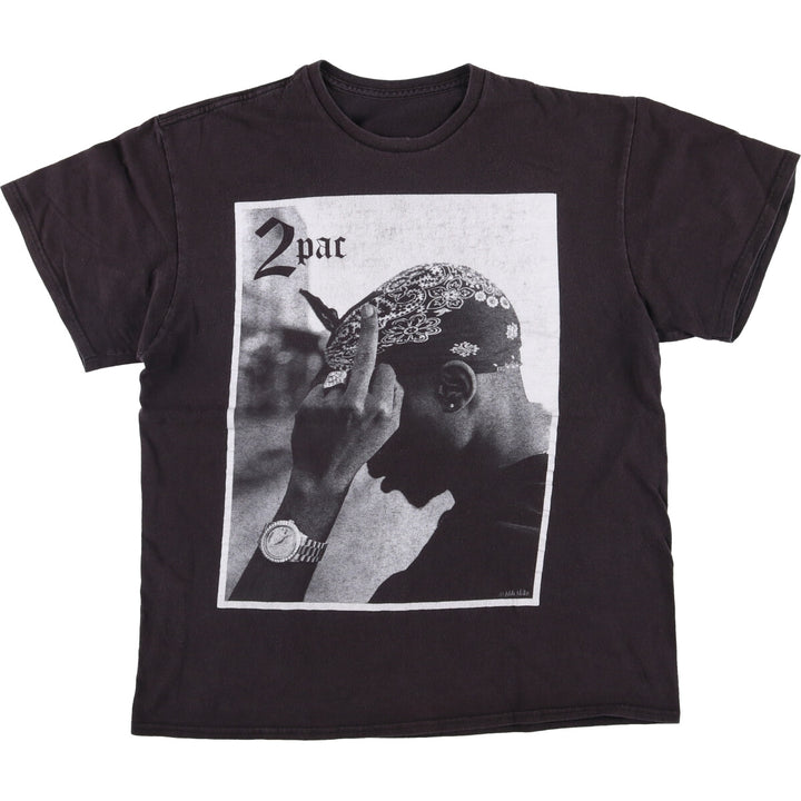 2pac Rap T-shirt, Men's M size cotton black type Vintage Second Hand