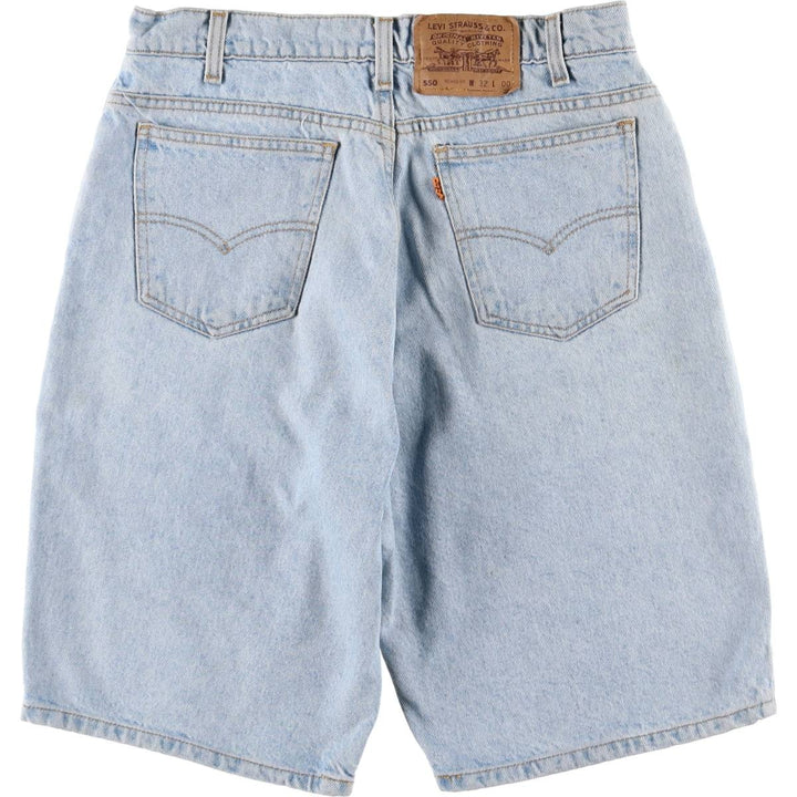 90'S Levi's 550 Relaxed Fit Orange Tab Denim Shorts, Men's, W31, Vintage cotton Blue type light blue Vintage Second Hand