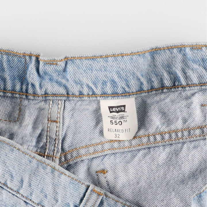 90'S Levi's 550 Relaxed Fit Orange Tab Denim Shorts, Men's, W31, Vintage cotton Blue type light blue Vintage Second Hand