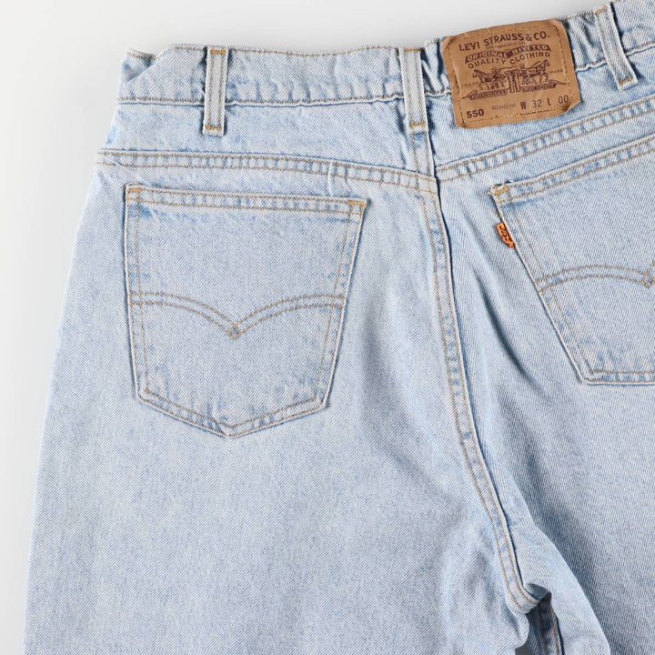 90'S Levi's 550 Relaxed Fit Orange Tab Denim Shorts, Men's, W31, Vintage cotton Blue type light blue Vintage Second Hand