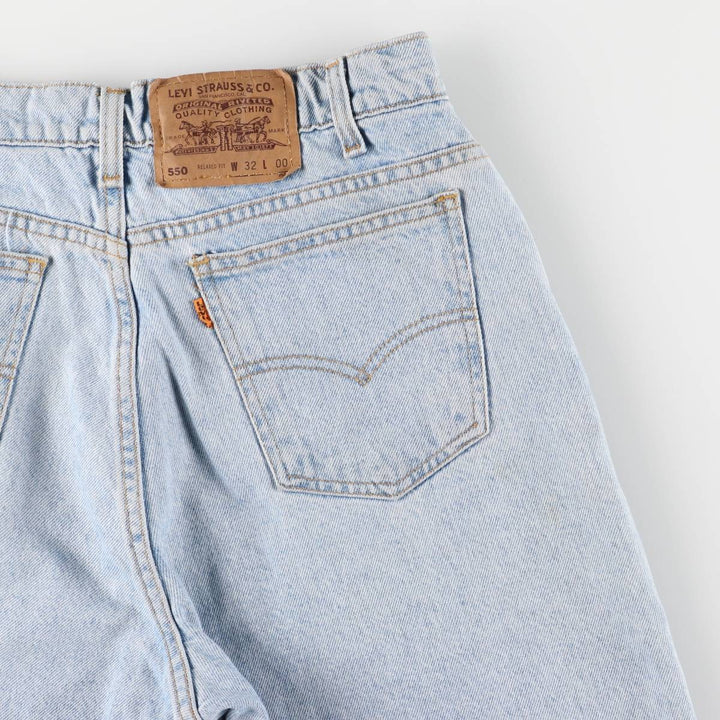 90'S Levi's 550 Relaxed Fit Orange Tab Denim Shorts, Men's, W31, Vintage cotton Blue type light blue Vintage Second Hand