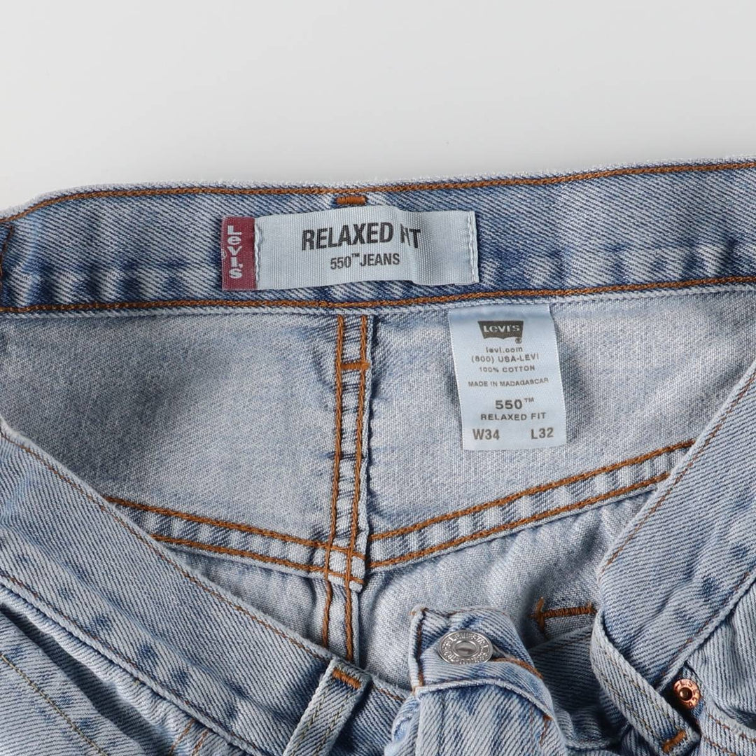 Levi's 550 Relaxed Fit Tapered Denim Pants for Men, W34 equivalent cotton blue type Vintage Second Hand