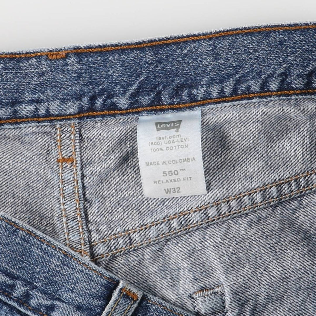 00'S Levi's 550 Relaxed Fit Denim Shorts for Men, Size W33 cotton blue type Vintage Second Hand