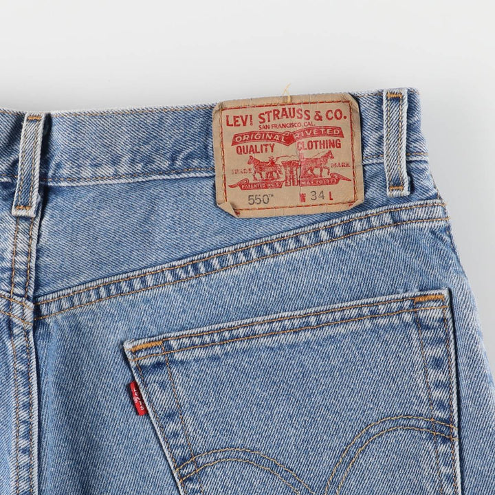 00'S Levi's 550 Relaxed Fit Denim Shorts for Men, W35 cotton blue type Vintage Second Hand