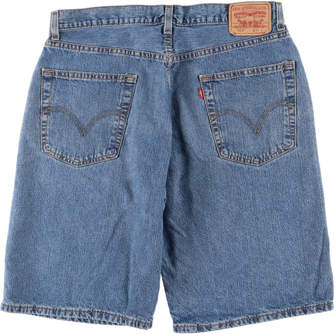 00'S Levi's 569 LOOSE FIT denim shorts, men's size w37 cotton blue type Vintage Second Hand