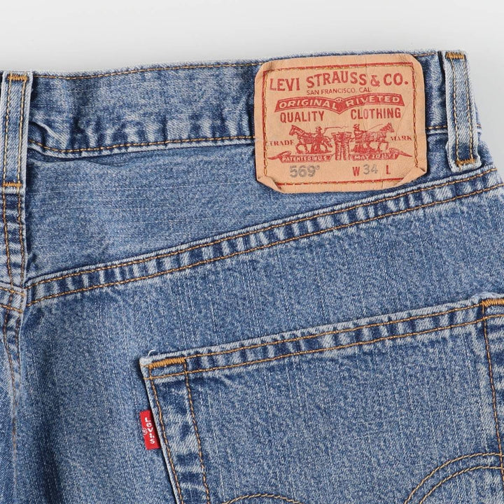 00'S Levi's 569 LOOSE FIT denim shorts, men's size w37 cotton blue type Vintage Second Hand