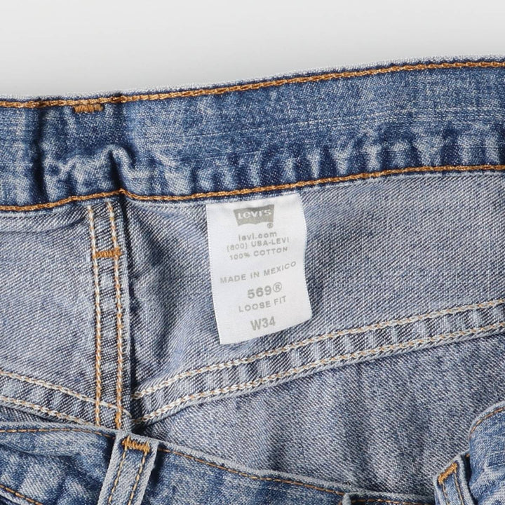 00'S Levi's 569 LOOSE FIT denim shorts, men's size w37 cotton blue type Vintage Second Hand