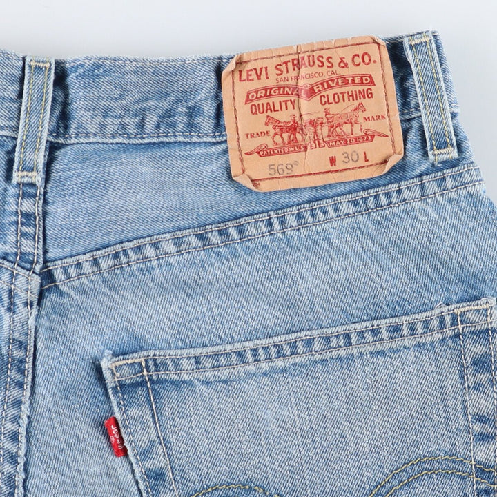 Levi's 569 LOOSE FIT denim shorts, half pants, men's w30 equivalent cotton Blue type light blue Vintage Second Hand