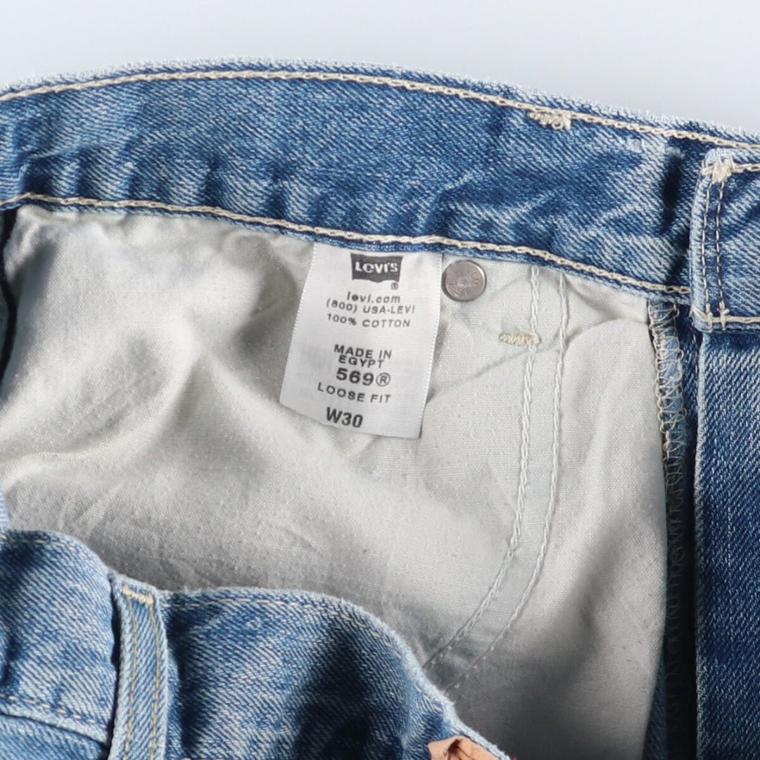 Levi's 569 LOOSE FIT denim shorts, half pants, men's w30 equivalent cotton Blue type light blue Vintage Second Hand
