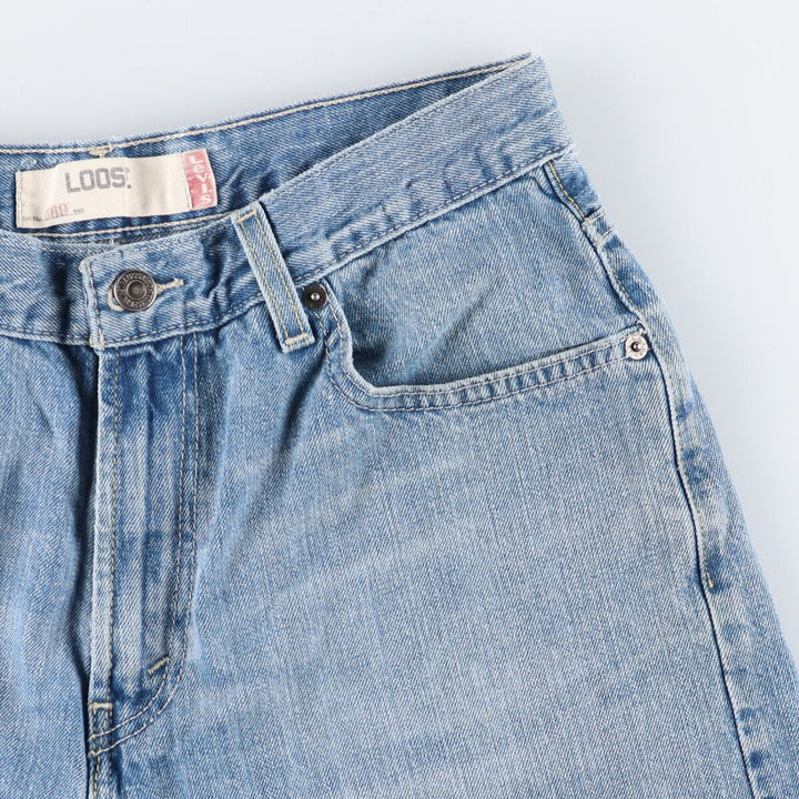 Levi's 569 LOOSE FIT denim shorts, half pants, men's w30 equivalent cotton Blue type light blue Vintage Second Hand