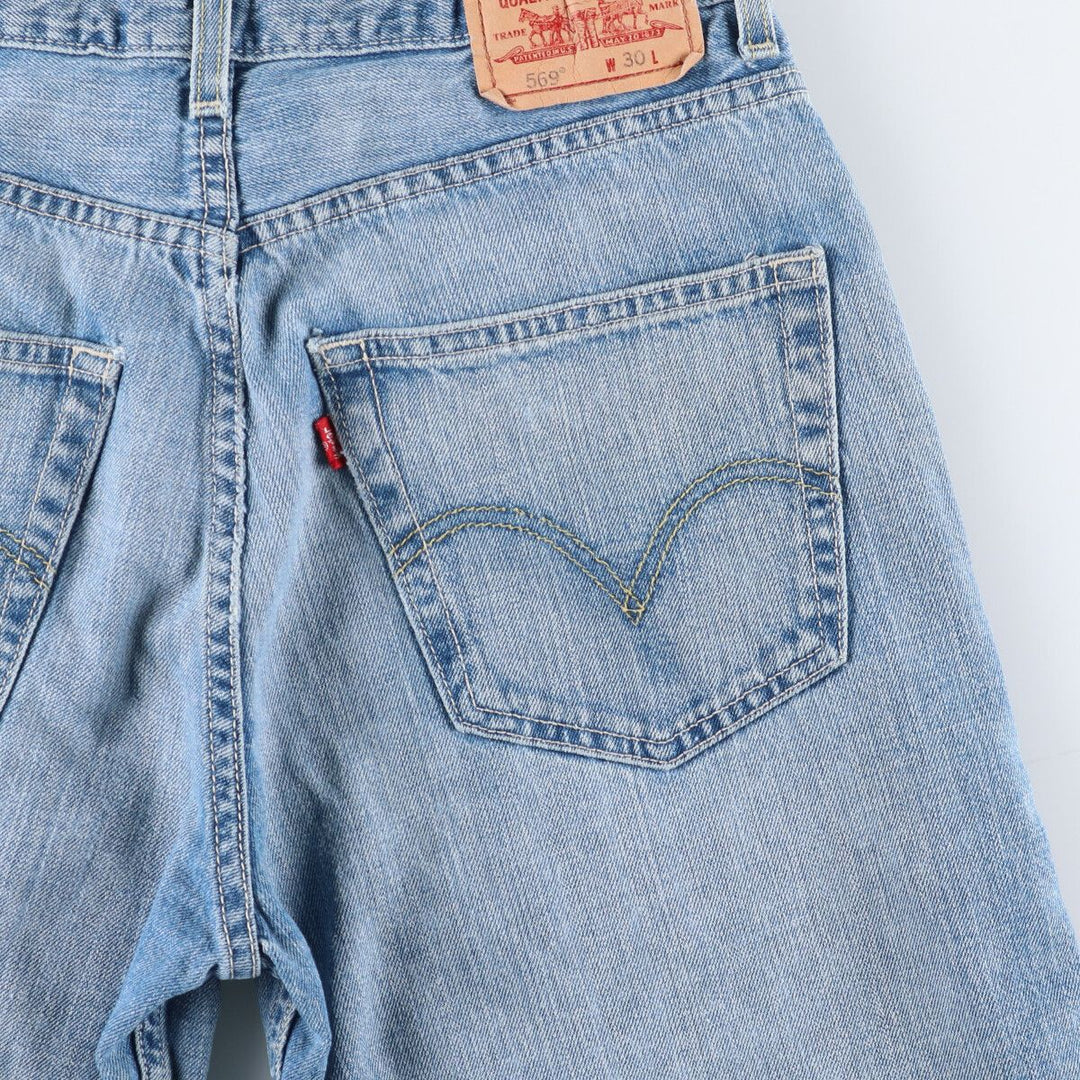 Levi's 569 LOOSE FIT denim shorts, half pants, men's w30 equivalent cotton Blue type light blue Vintage Second Hand