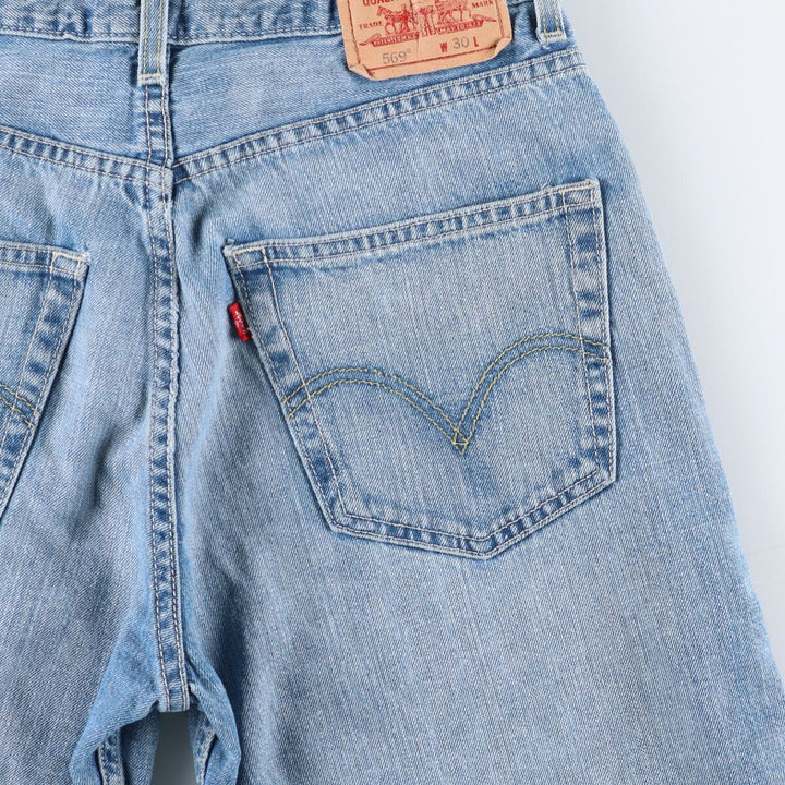 Levi's 569 LOOSE FIT denim shorts, half pants, men's w30 equivalent cotton Blue type light blue Vintage Second Hand