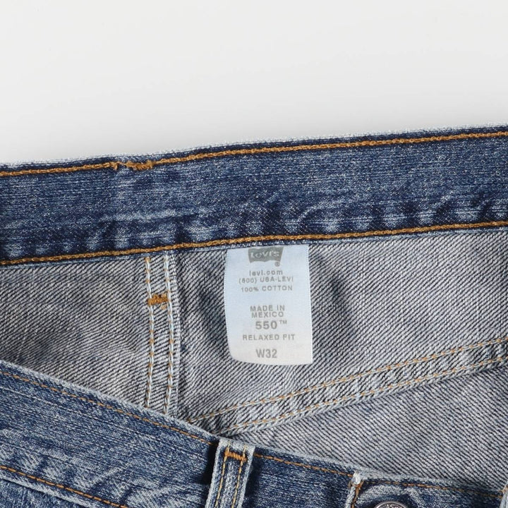 00'S Levi's 550 Relaxed Fit Denim Shorts for Men, Size W34 cotton blue type Vintage Second Hand