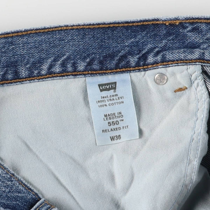 00'S Levi's 550 Relaxed Fit Denim Shorts for Men, Size W37 cotton blue type Vintage Second Hand
