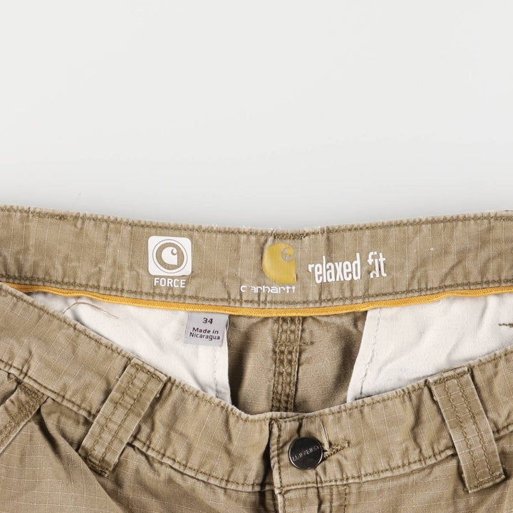 Carhartt Relaxed Fit Cargo Shorts, Half Pants, Men's, W36 equivalent cotton beige type brown Vintage Second Hand
