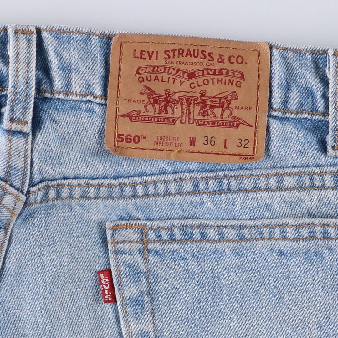 90'S Levi's 560 LOOSE FIT TAPERED LEG Tapered Denim Pants Made in USA Men's W36 Vintage cotton blue type Vintage Second Hand