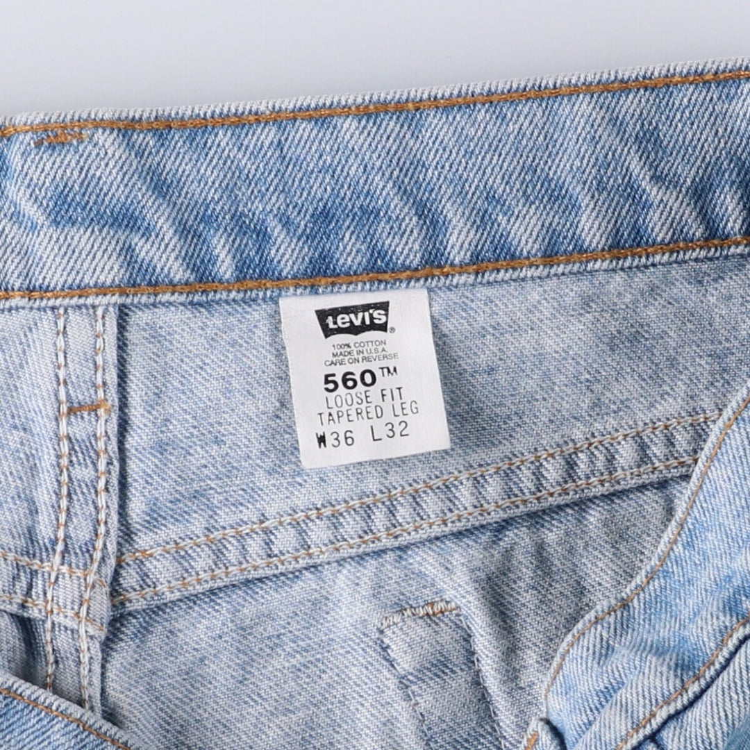 90'S Levi's 560 LOOSE FIT TAPERED LEG Tapered Denim Pants Made in USA Men's W36 Vintage cotton blue type Vintage Second Hand