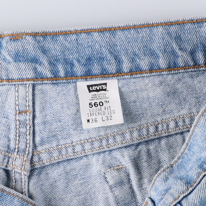 90'S Levi's 560 LOOSE FIT TAPERED LEG Tapered Denim Pants Made in USA Men's W36 Vintage cotton blue type Vintage Second Hand