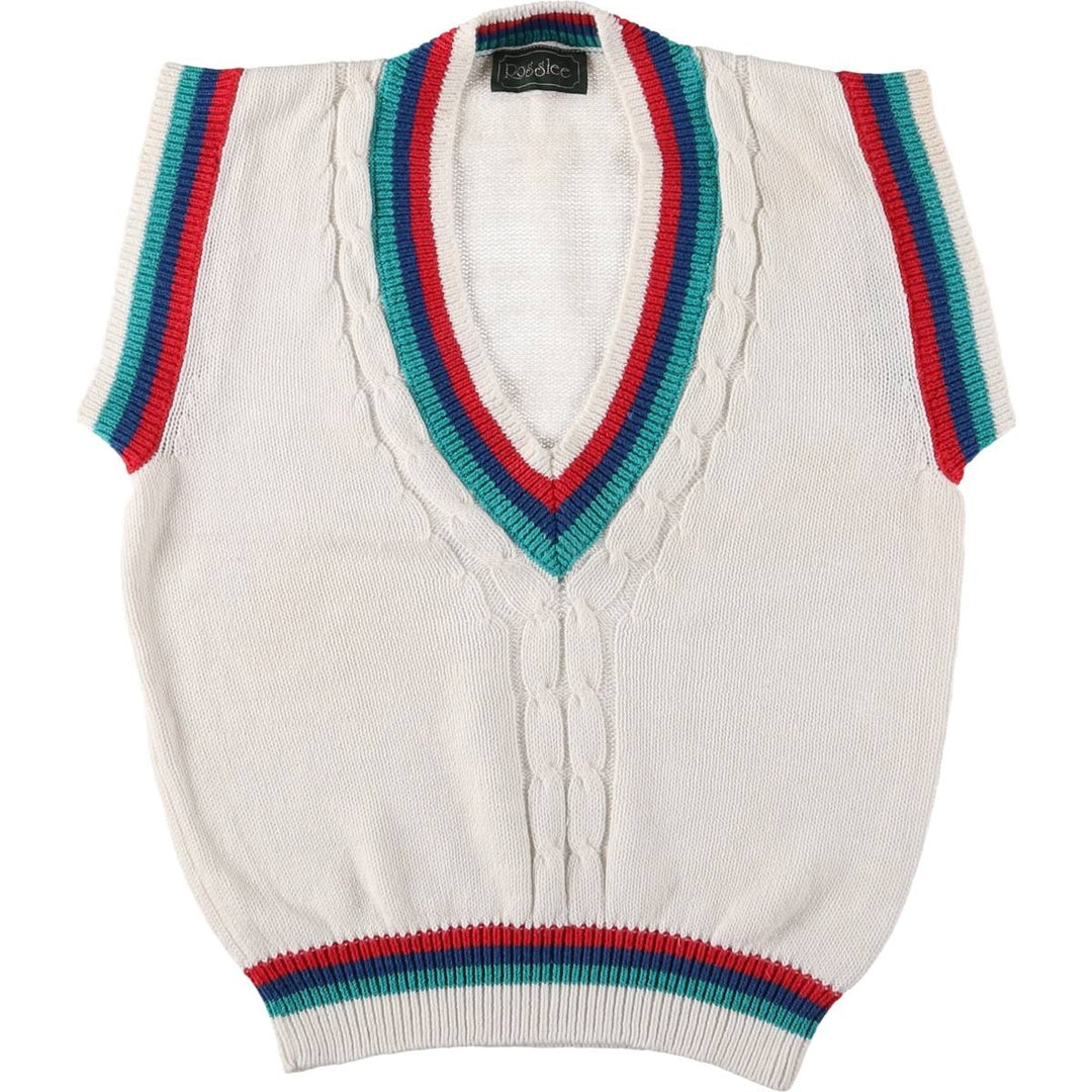 ROSSLEE Cable Knit V-Neck Tilden Knit Vest for Women, Size M unknown white type Vintage Second Hand