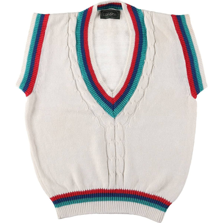 ROSSLEE Cable Knit V-Neck Tilden Knit Vest for Women, Size M unknown white type Vintage Second Hand