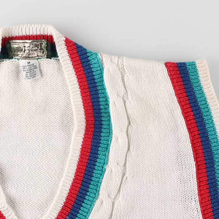 ROSSLEE Cable Knit V-Neck Tilden Knit Vest for Women, Size M unknown white type Vintage Second Hand