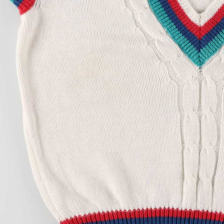 ROSSLEE Cable Knit V-Neck Tilden Knit Vest for Women, Size M unknown white type Vintage Second Hand