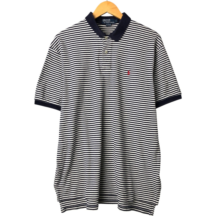 Ralph Lauren POLO by Ralph Lauren short sleeve striped polo shirt, men's size L cotton white type Vintage Second Hand