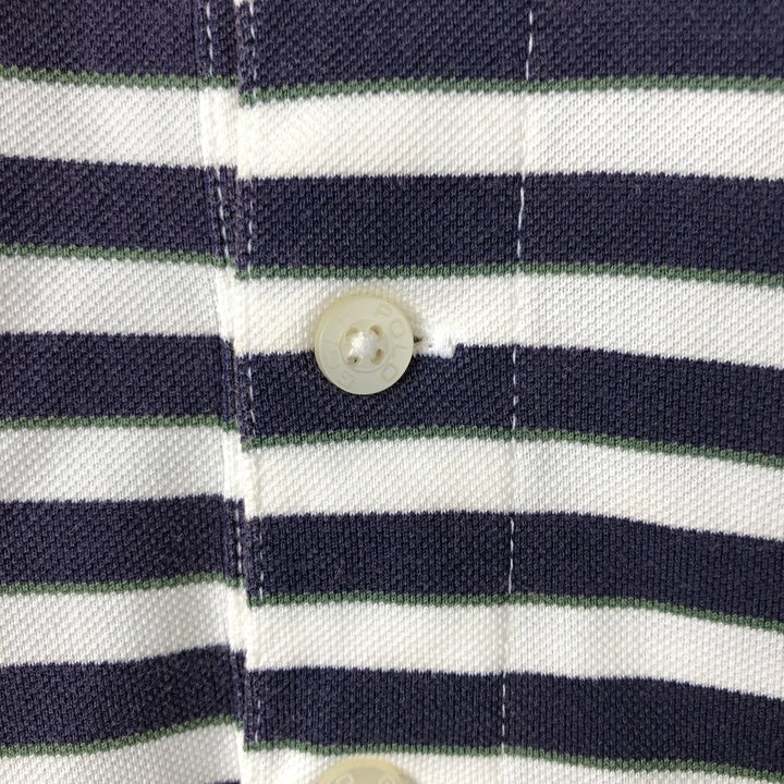 90'S Ralph Lauren POLO GOLF Multi-border short sleeve striped polo shirt Men's size L Vintage Pima Cotton white type Vintage Second Hand