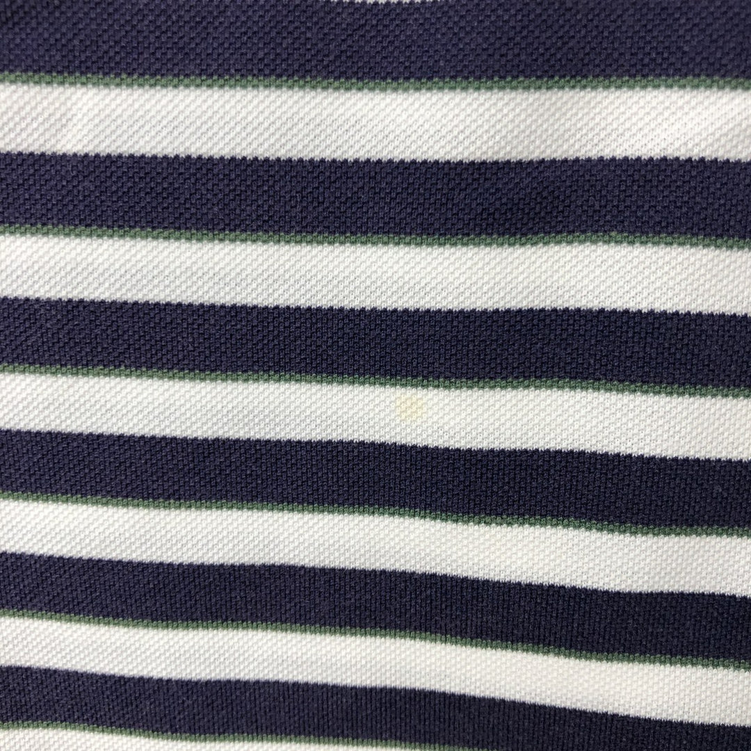 90'S Ralph Lauren POLO GOLF Multi-border short sleeve striped polo shirt Men's size L Vintage Pima Cotton white type Vintage Second Hand