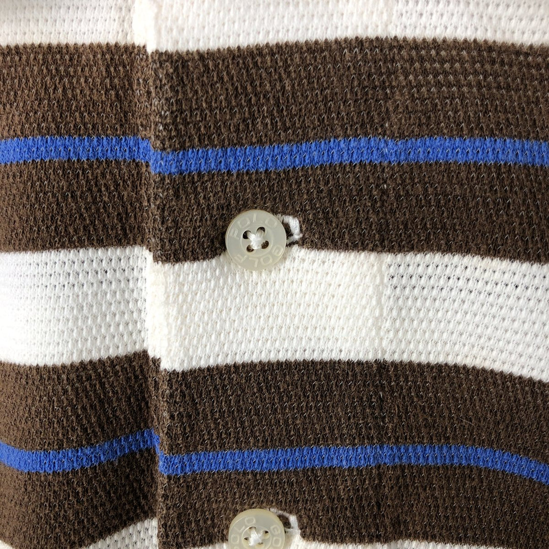 90'S Ralph Lauren POLO GOLF Multi-border short sleeve striped polo shirt Men's size L Vintage cotton white type Vintage Second Hand