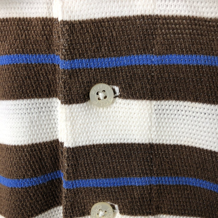 90'S Ralph Lauren POLO GOLF Multi-border short sleeve striped polo shirt Men's size L Vintage cotton white type Vintage Second Hand