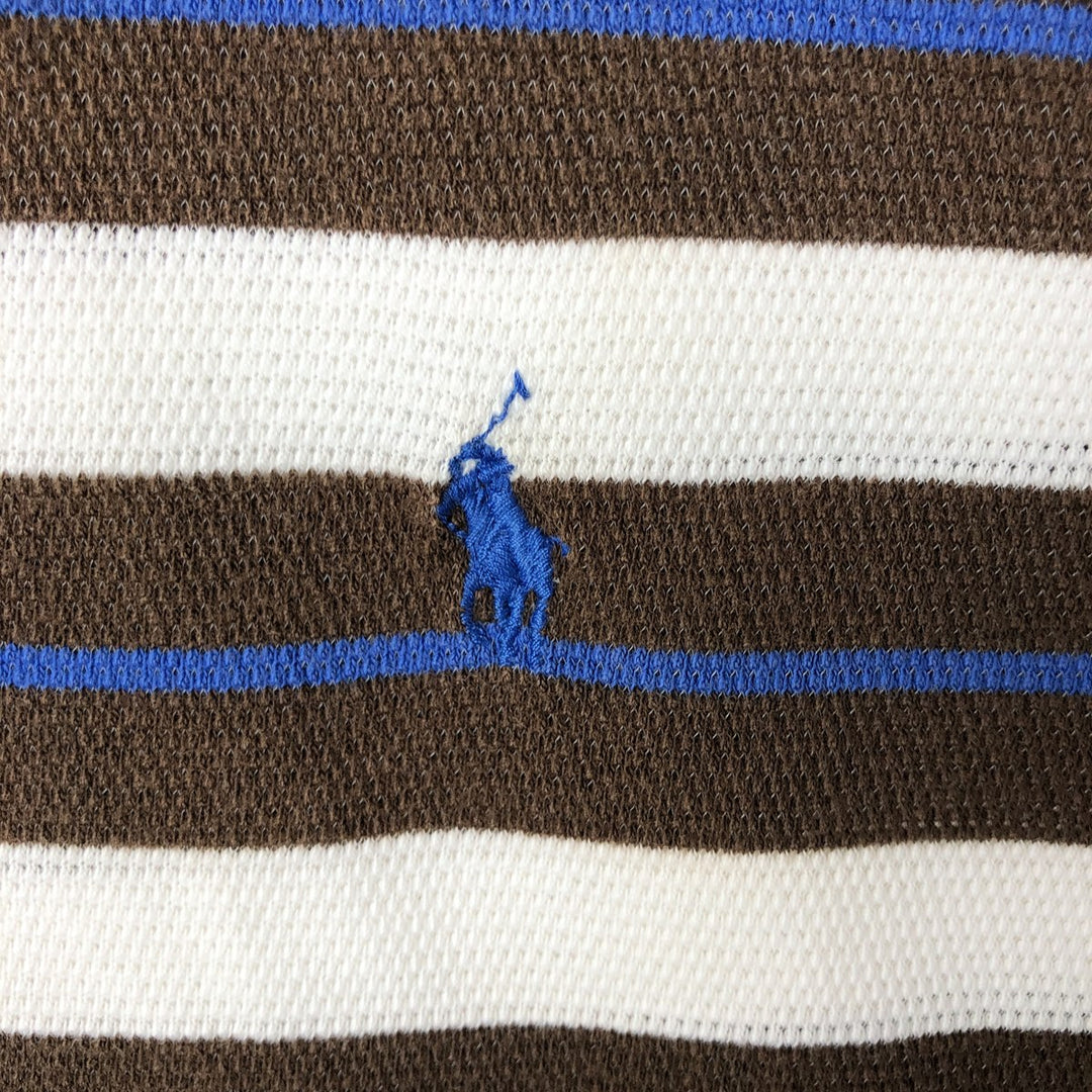90'S Ralph Lauren POLO GOLF Multi-border short sleeve striped polo shirt Men's size L Vintage cotton white type Vintage Second Hand