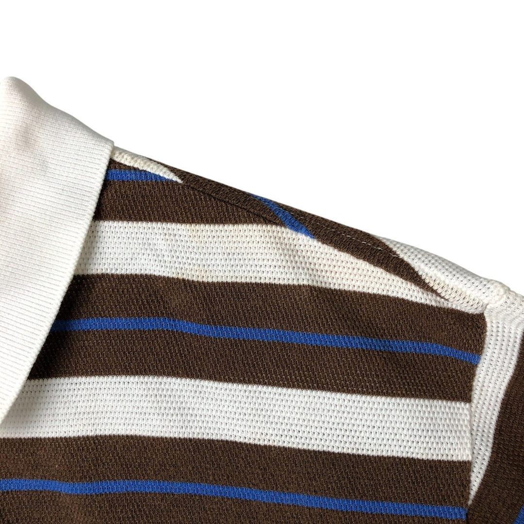 90'S Ralph Lauren POLO GOLF Multi-border short sleeve striped polo shirt Men's size L Vintage cotton white type Vintage Second Hand
