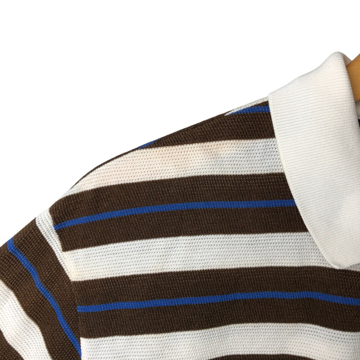 90'S Ralph Lauren POLO GOLF Multi-border short sleeve striped polo shirt Men's size L Vintage cotton white type Vintage Second Hand